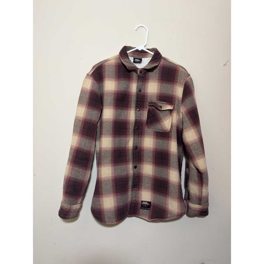 No Fear Jacket Mens L Plaid Sherpa Lined Flannel Workwear Vintage